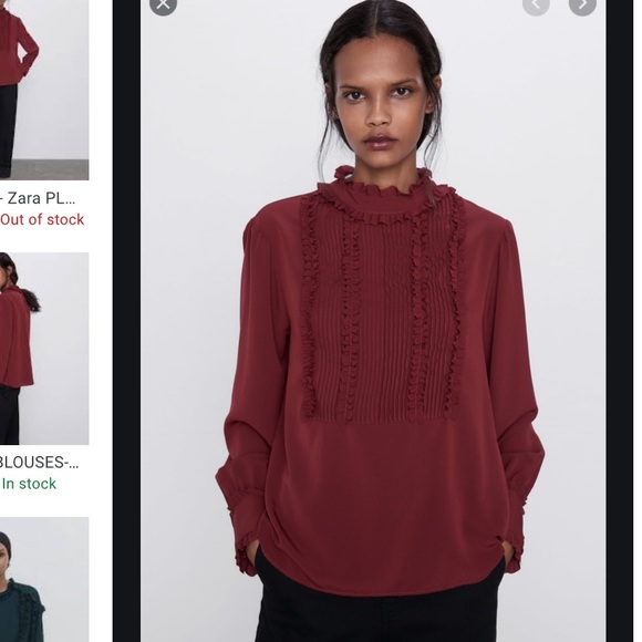 Zara | Tops | Zara Burgundy Pin Tucked Blouse | Poshmark